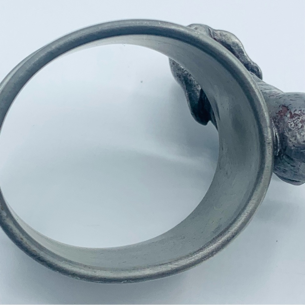 Vintage Pewter Dachshund Figural Napkin Rings Set of 2 Heavy Dog Decor 70's - Picture 7 of 15